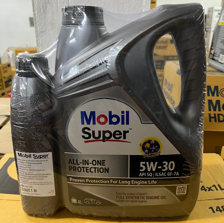 [Mobil] - น้ำมันเครื่อง เบนซิน Sup AIO Pro 5W-30 (SQ) (4L+1L) 