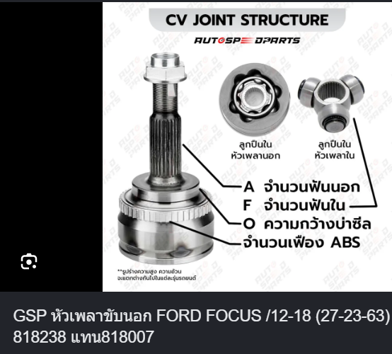 [GSP] - หัวเพลาขับนอก 27-23-63 FORD FOCUS 12