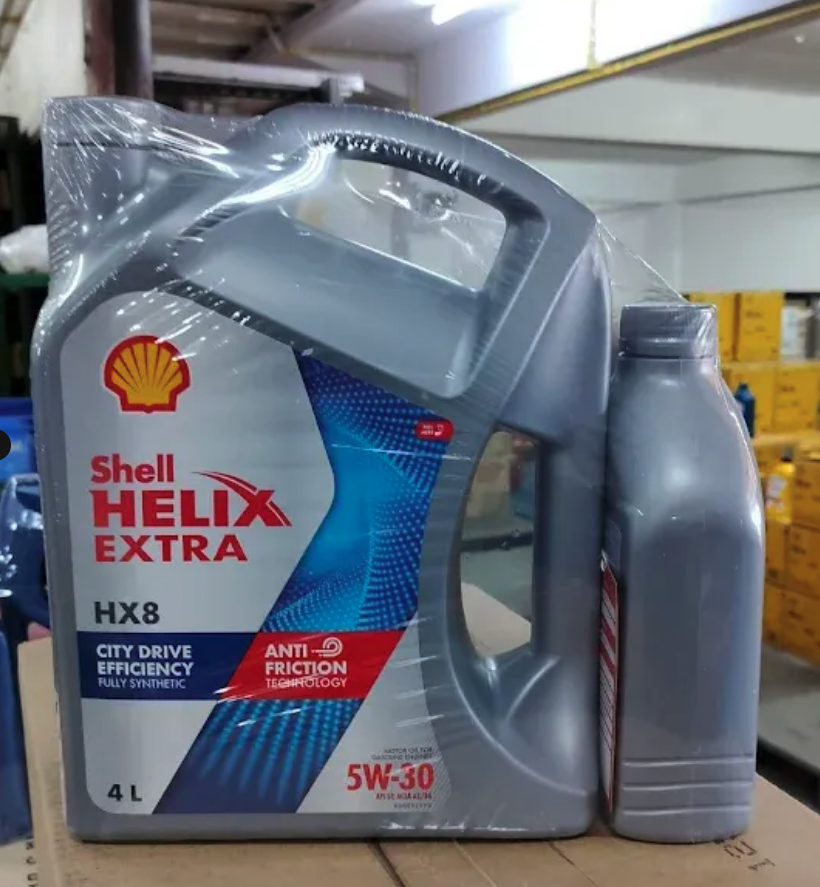 [Shell] - น้ำมันเครื่อง เบนซิน EXTRA HX8 5W-30 SP, A3/B4 (4L+1L) 