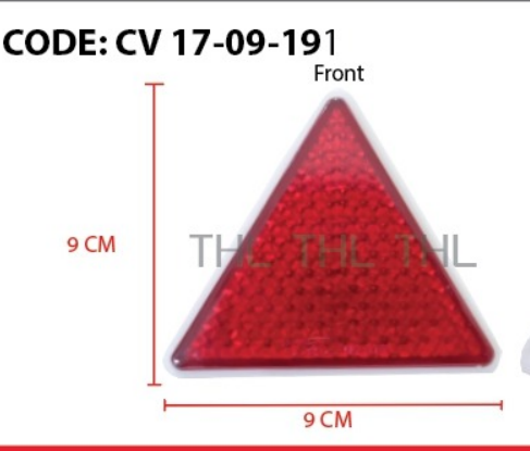 [CV 17-09-191] [THL] - ทับทิมสะท้อนแสงสามเหลี่ยม สีแดง 9x9cm เล็ก แบบแปะกาว