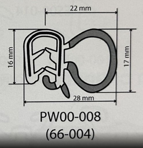 [PW00-008-S] [ADVANCE] - กระดูกงูมีฟองน้ำประตู NO.004 โปร่งข้าง (เมตรละ)