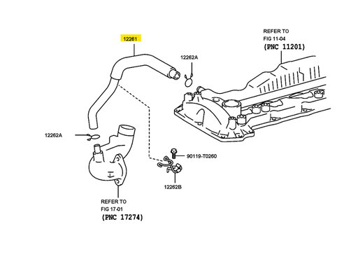 [12261-0E010] [แท้] - ท่อหายใจบนฝาวาล์ว TOYOTA REVO 15-24, FORTUNER 15-24