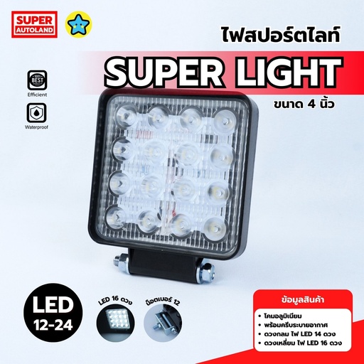 [096-COB-SQ] [SUPER AUTOLAND] - ไฟ LED เหลี่ยม 4" SUPER LIGHT 12V-24V 