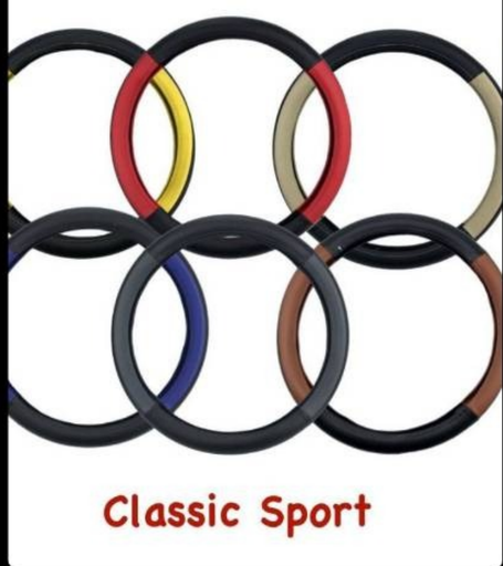 [11-71046] [TW] - หุ้มพวงมาลัย 37" เล็ก ทั่วไป สีดำ+สีเทา (CLASIC SPORT) 