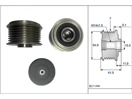 [535 0362 10] [INA] - มู่เลย์ไดชาร์จ 7PK ISUZU D-MAX 18-ON 1.9 (รู 15mm) (แบบฟรีล็อค)