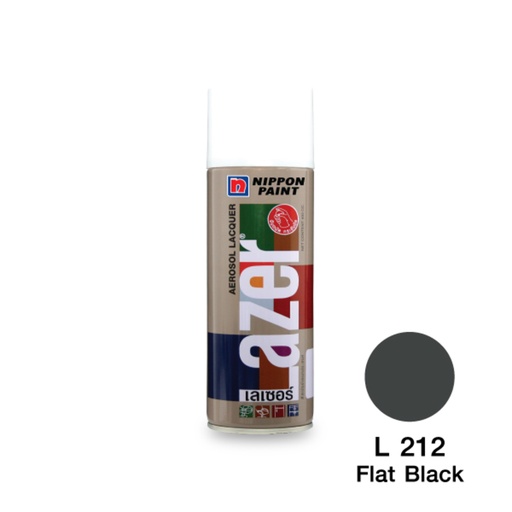 [N251-LAZERL212] [NIPPON PAINT] - สีสเปรย์  FLAT BLACK (สีดำด้าน) (L212) รุ่น LAZER 400cc
